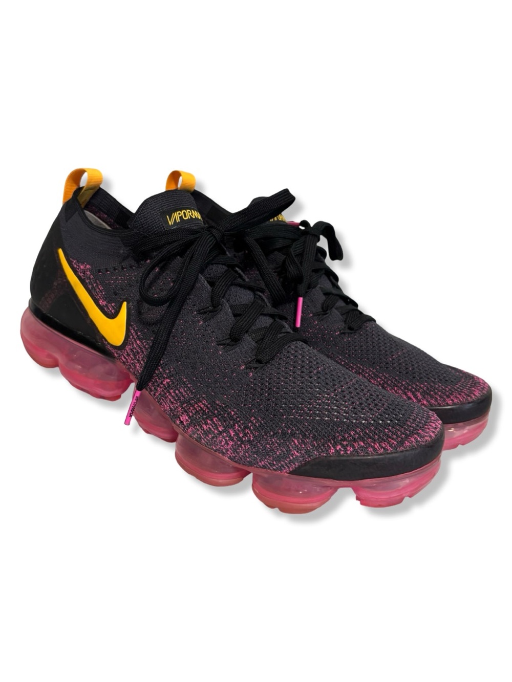 Nike VaporMax Flyknit Sneakers - Black, Pink & Yellow